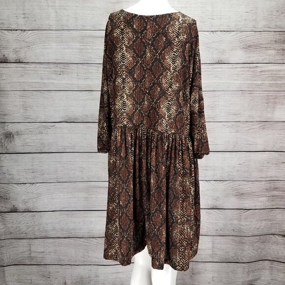 NEW Cotton Emporium Size M Snake Python Print Boho Tunic Dress Babydoll - Picture 4 of 8